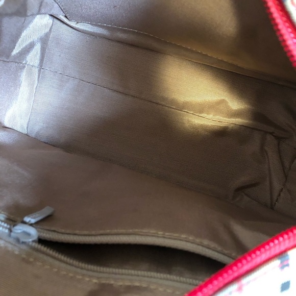 BURBERRY Vintage Red Leather Trim Haymarket Shoulder Bag Adjustable Strap - Picture 12 of 17